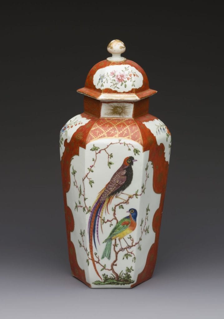 Giles Orange Hexagonal Vases | Museum of Royal Worcester